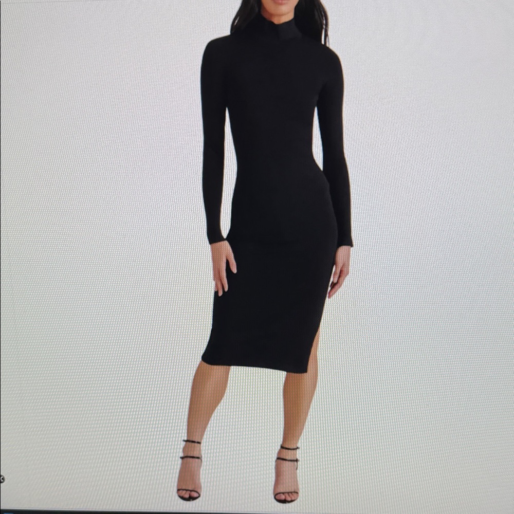 Steve Madden Maja Black Long Sleeve Sweater Dress